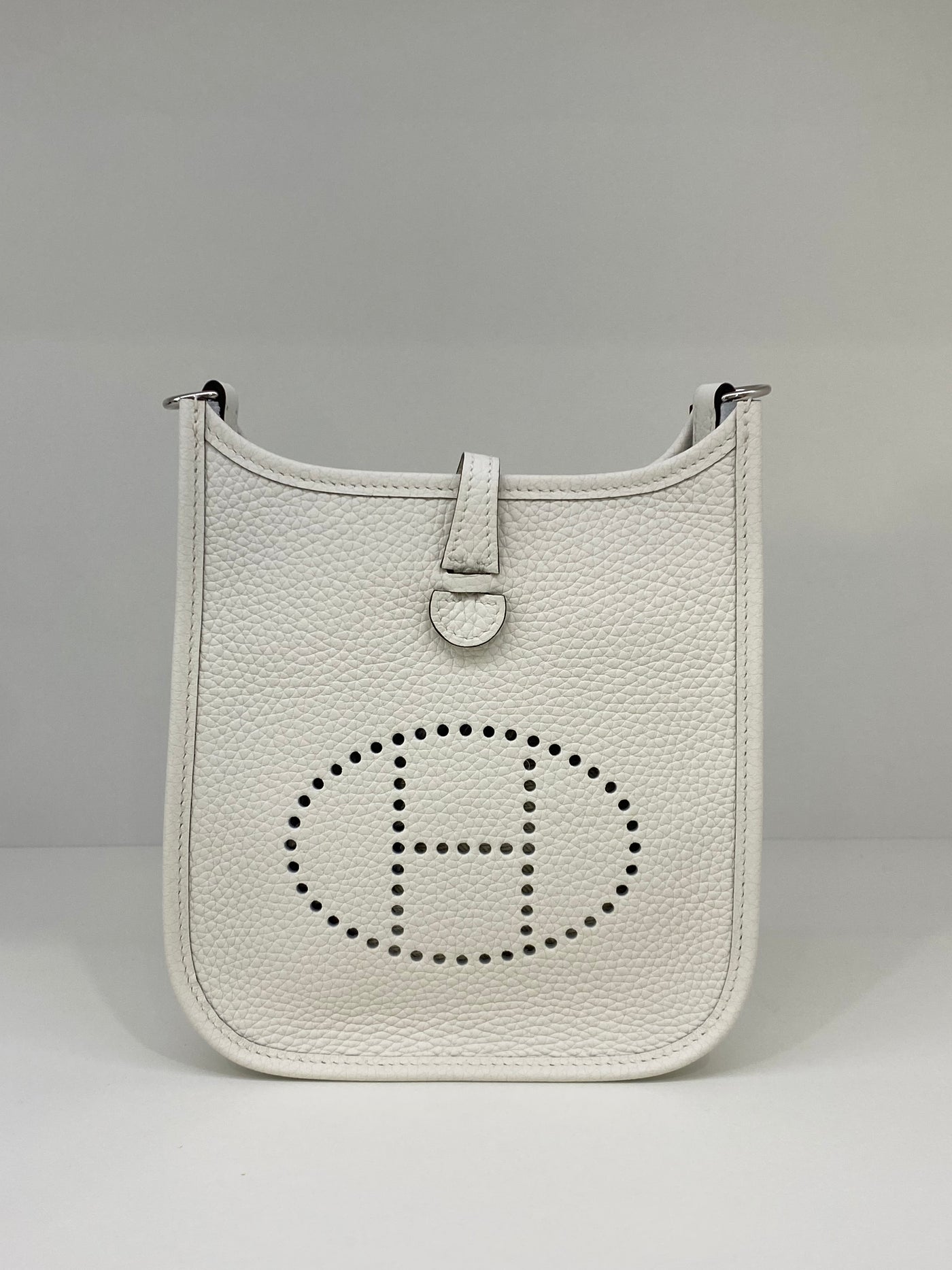 Hermes Mini Evelyne White PHW