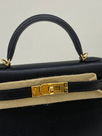 Hermes Mini Kelly Black -Z Stamp Chevre GHW