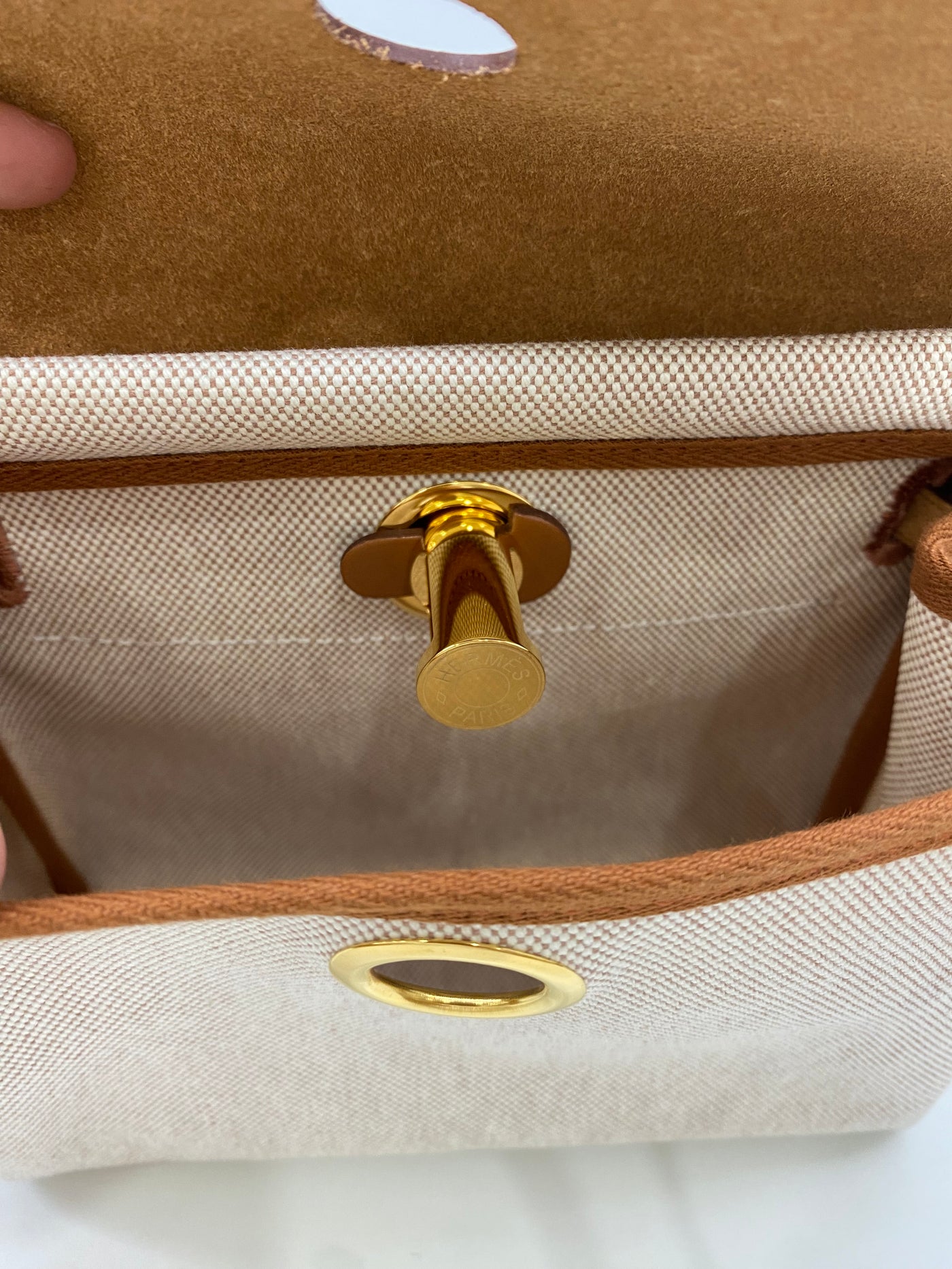 Hermes Mini Herbag 20 Gold/Canvas GHW