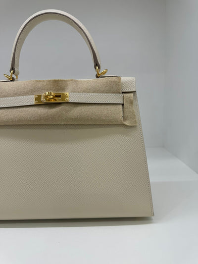 Hermes Kelly 25 Craie GHW