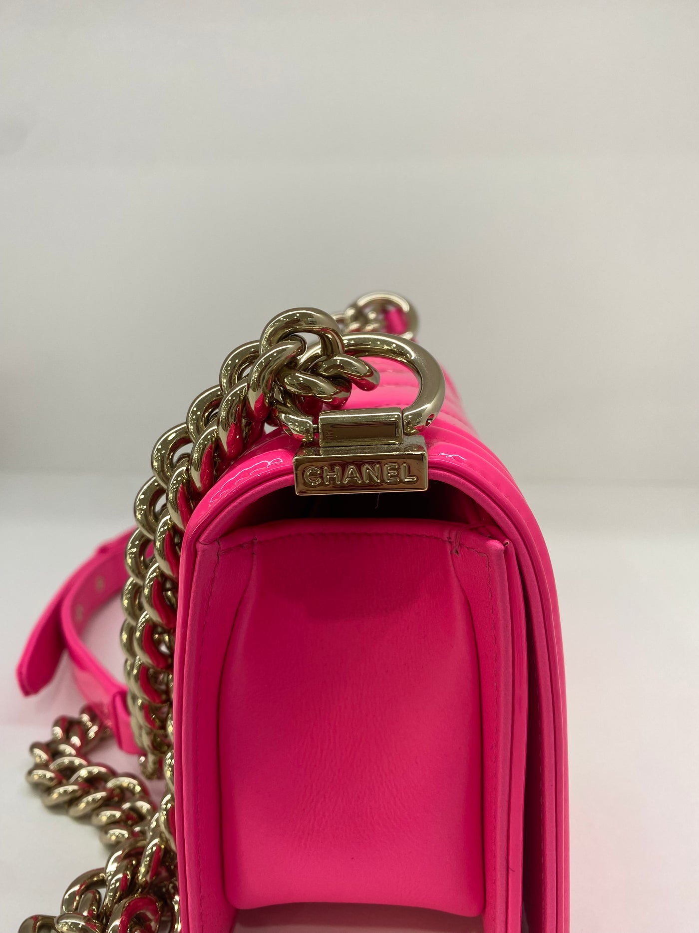 Chanel Boy Bag Small Chevron - Pink SHW