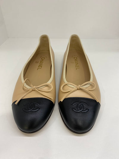 Chanel Ballet Flats Beige/Black Size 38.5C