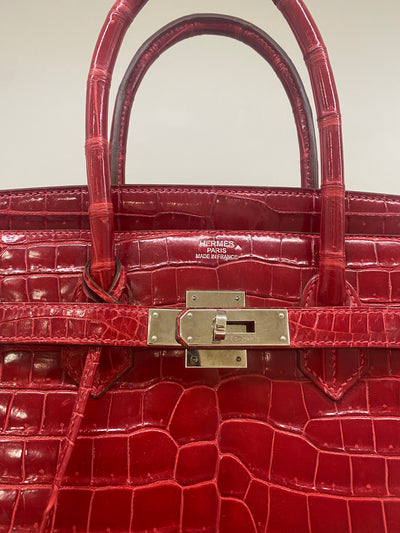 Hermes Birkin 35 - Red Alligator PHW 2011