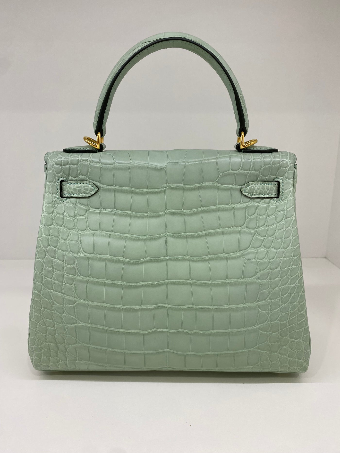 Hermes Kelly 25 Alligator Mississippiensis Retourne GHW Vert D'eau