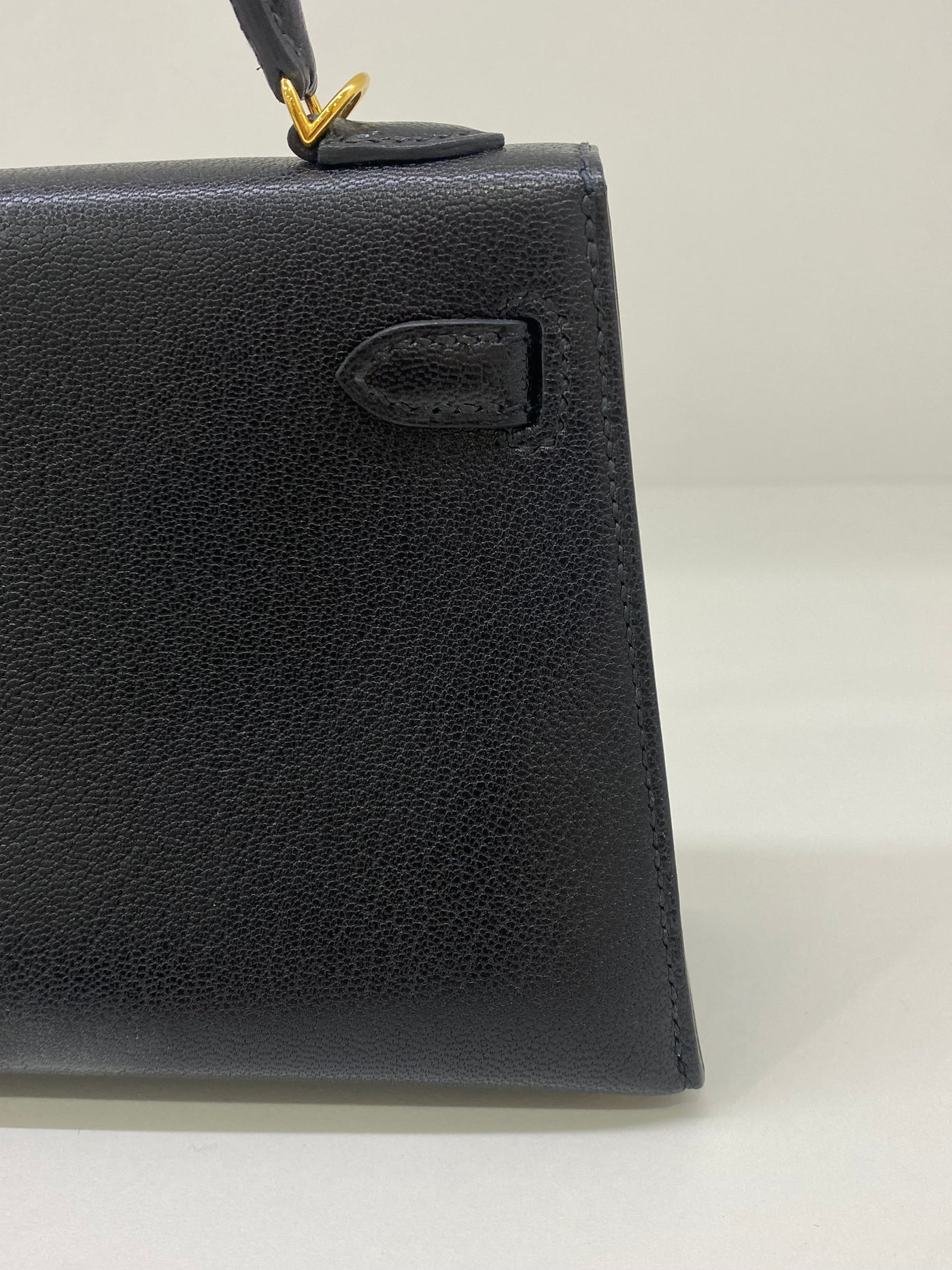 Hermes Mini Kelly Black -Z Stamp Chevre GHW