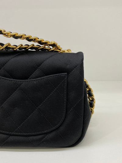 Chanel Classic Flap Square Mini Black Satin GHW