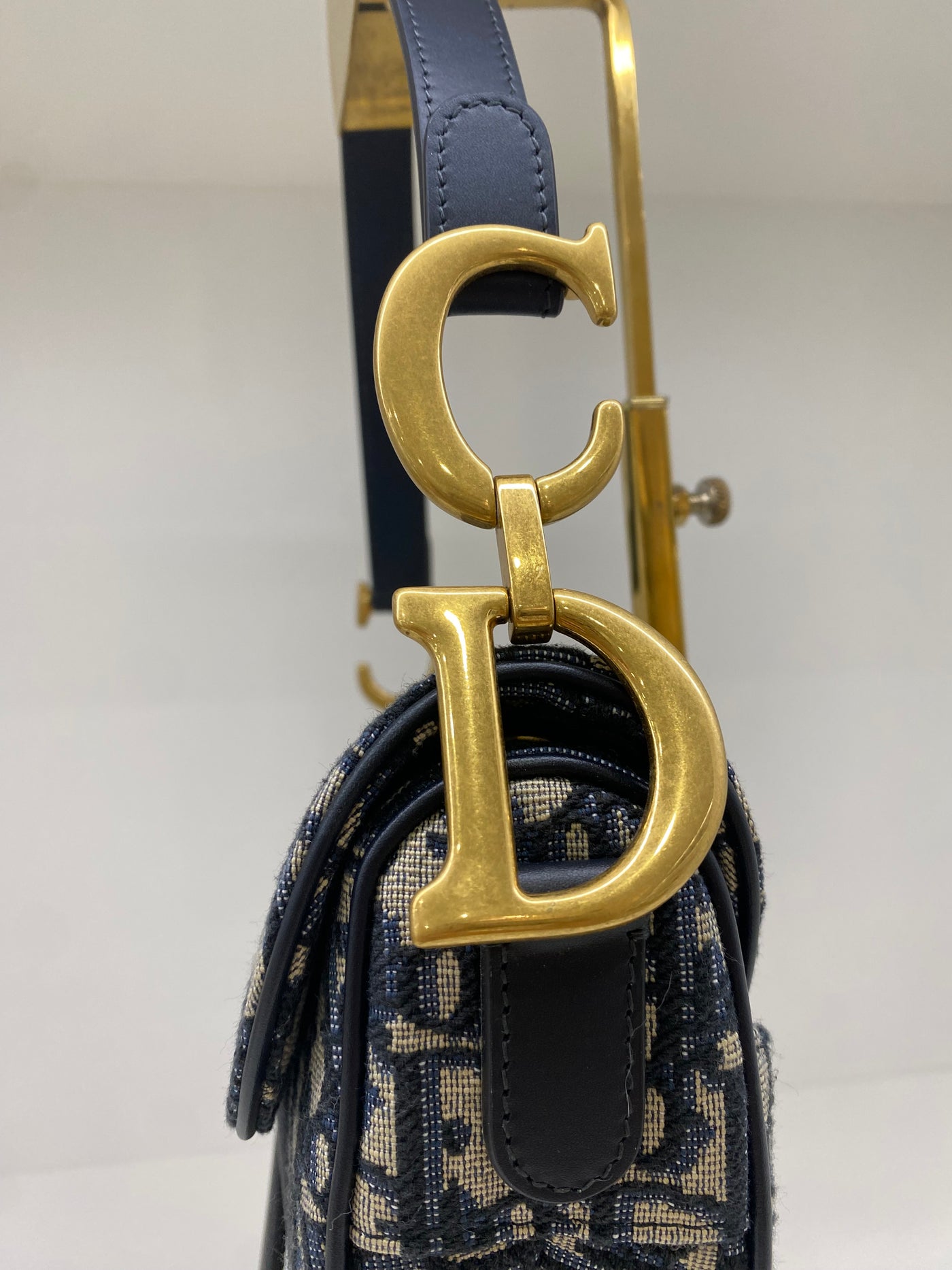 Christian Dior Saddle Navy Oblique GHW