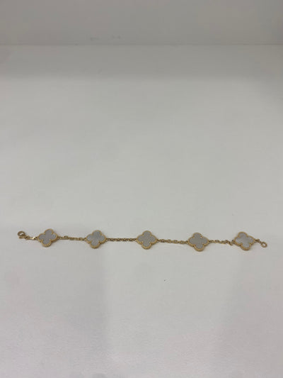 Van Cleef Alhambra 5 Motif Bracelet Mother of Pearl GHW