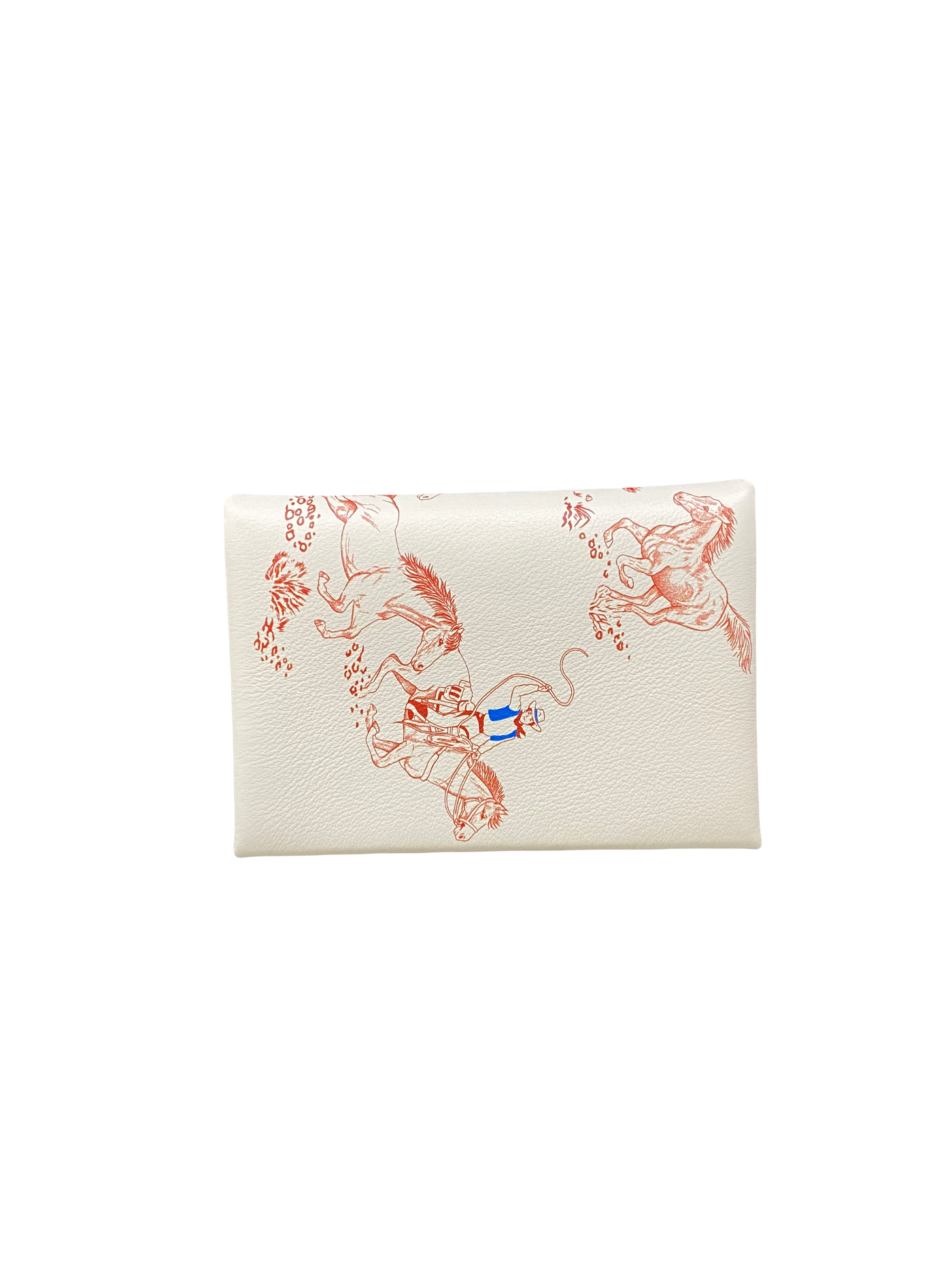 Hermes Calvi Wallet White with horses