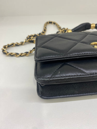 Chanel Black WOC Lambskin Strap Detail GHW