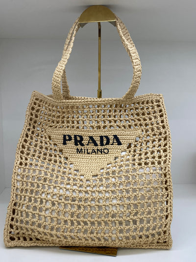 Prada Raffia Tote Bag Natural