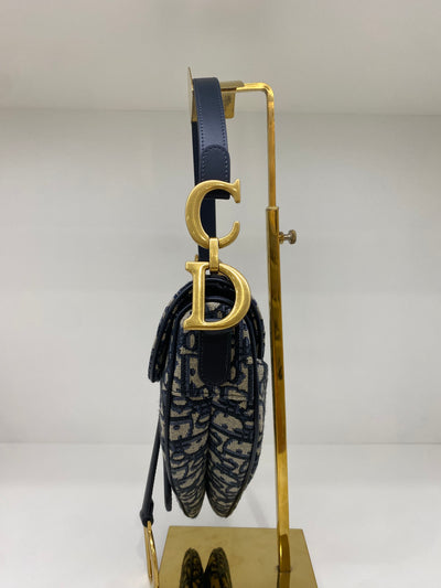 Christian Dior Saddle Navy Oblique GHW