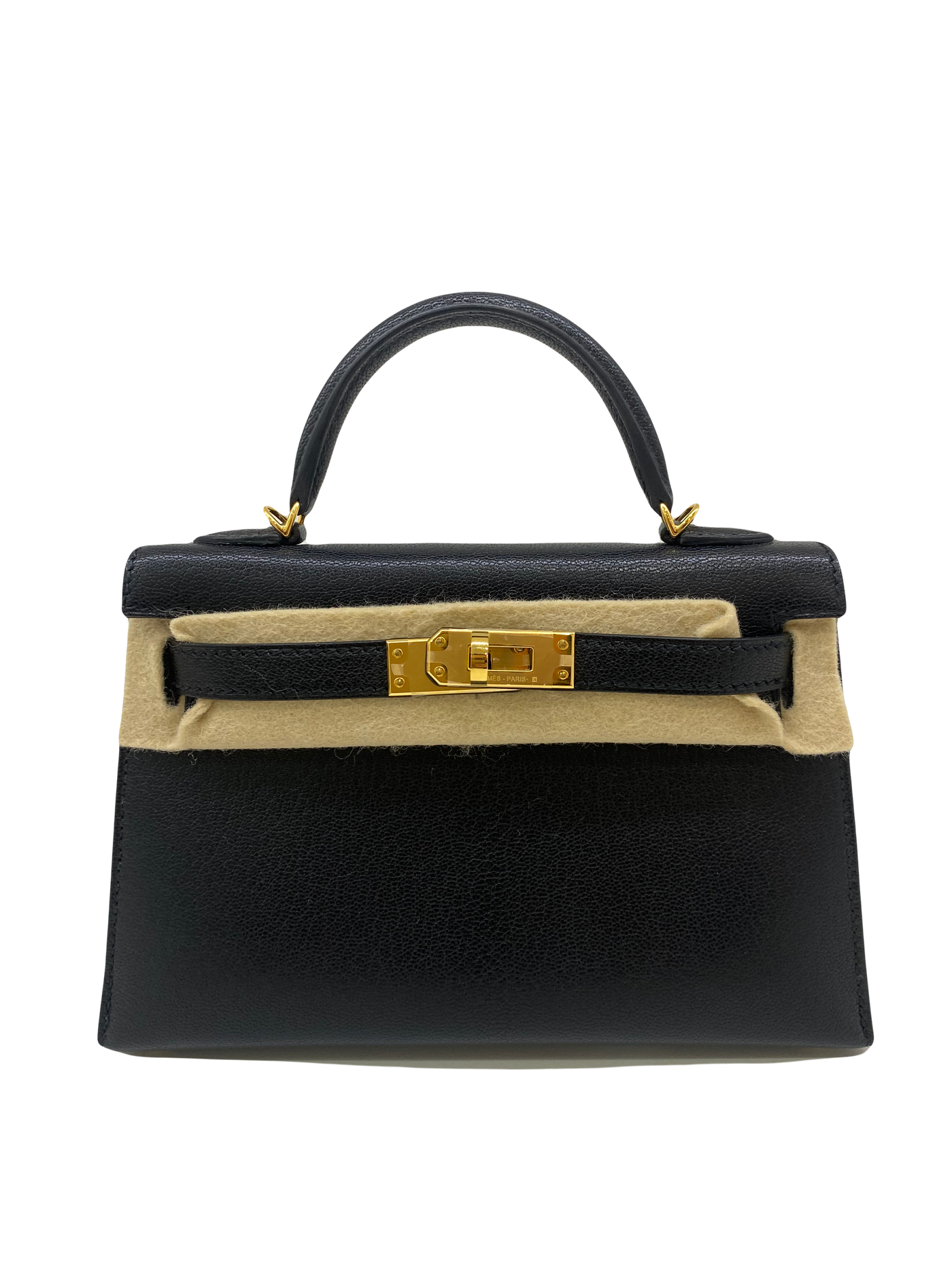 Hermes Mini Kelly Black -Z Stamp Chevre GHW