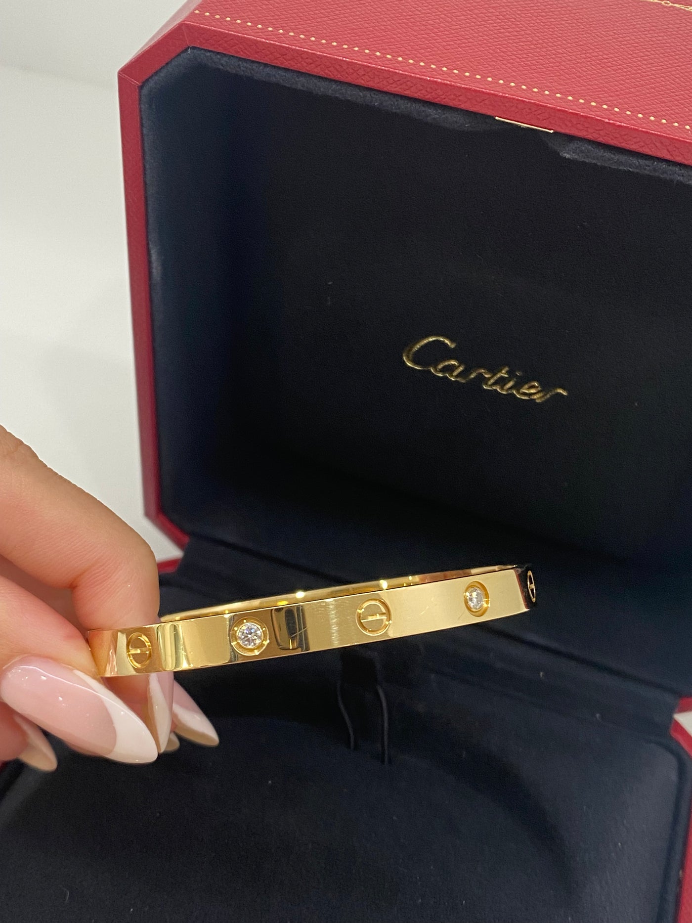 Cartier Love Bangle Yellow Gold 4 Diamonds Size 18