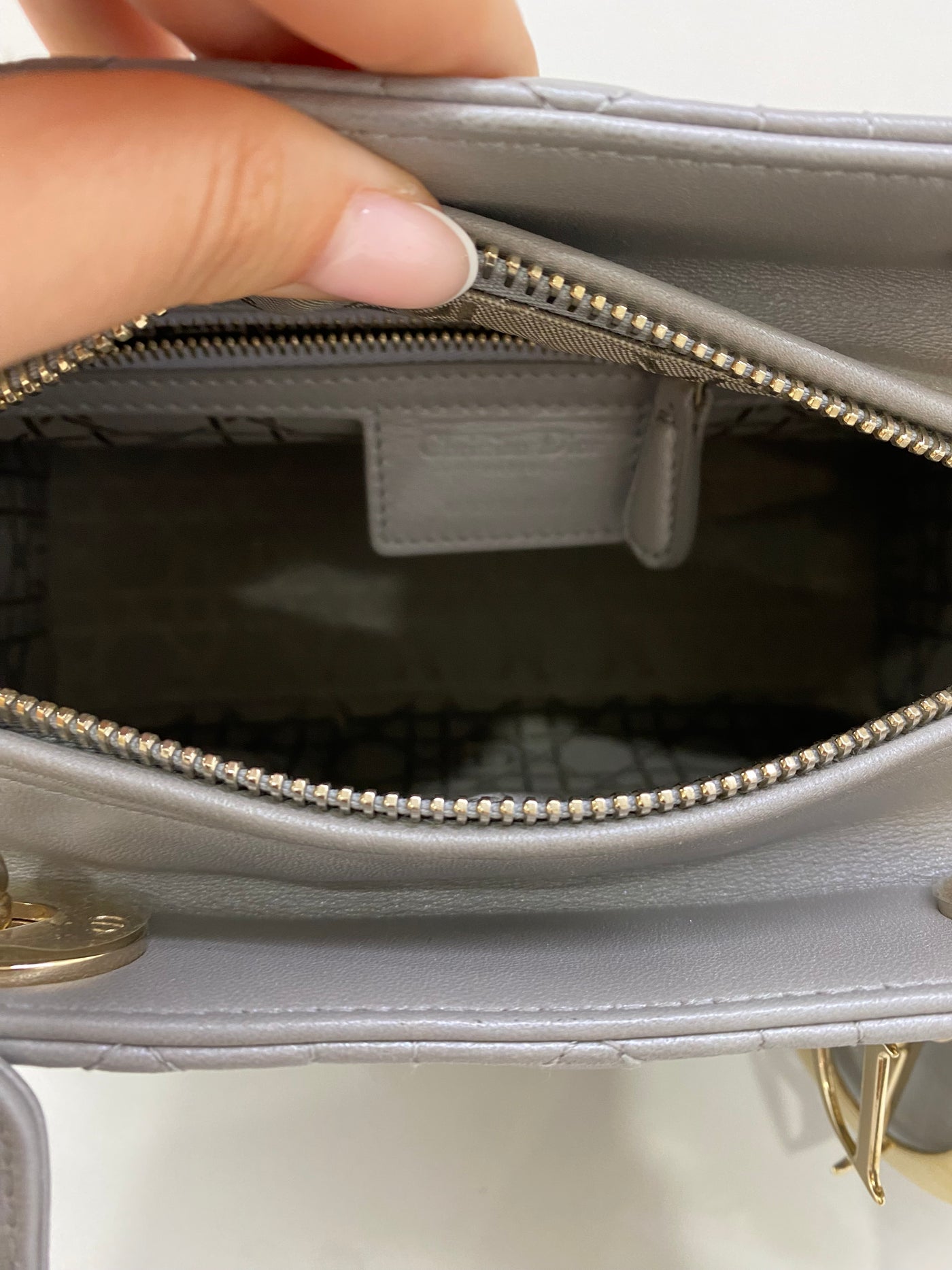 Christian Dior Lady Dior Medium Silver SHW