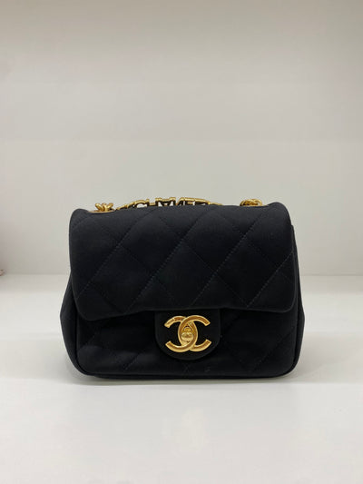 Chanel Classic Flap Square Mini Black Satin GHW