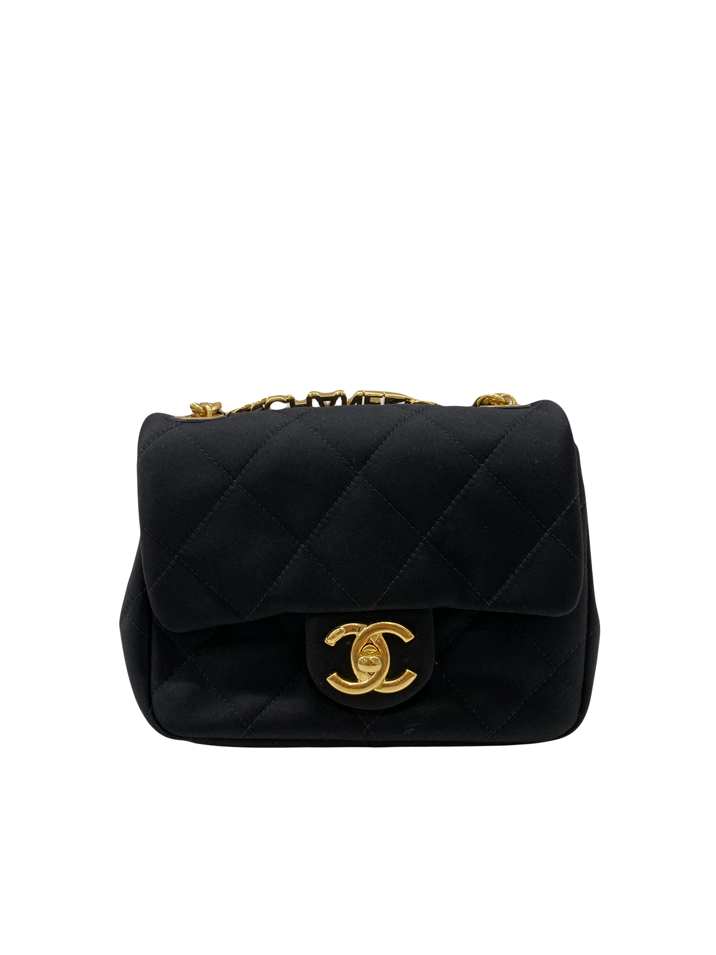 Chanel Classic Flap Square Mini Black Satin GHW