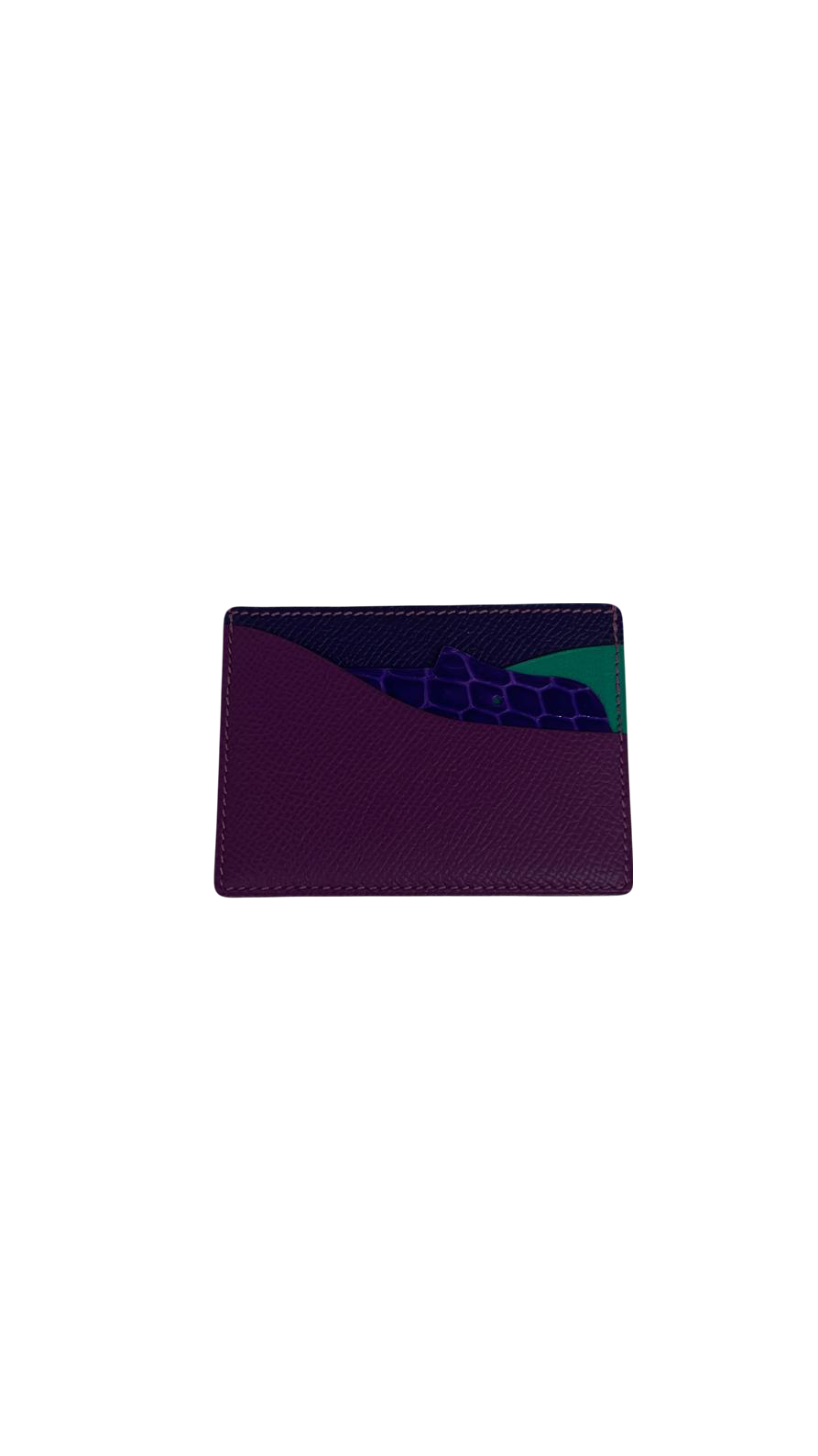 Hermes Petite H Card Wallet Purple/ Green