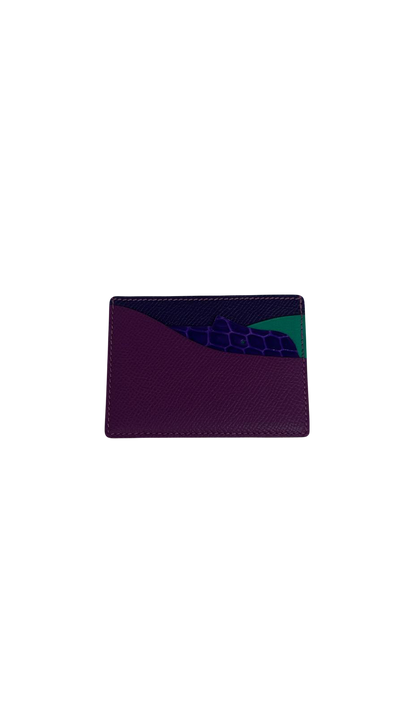 Hermes Petite H Card Wallet Purple/ Green