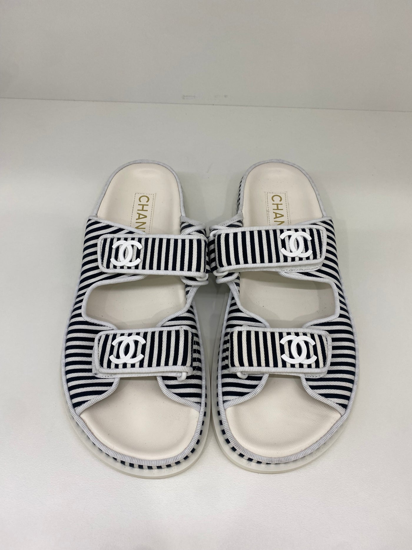 Chanel Dad Sandals Stripe Size 38