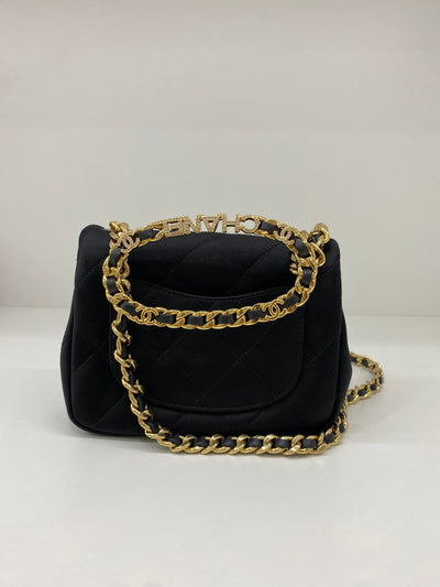 Chanel Classic Flap Square Mini Black Satin GHW