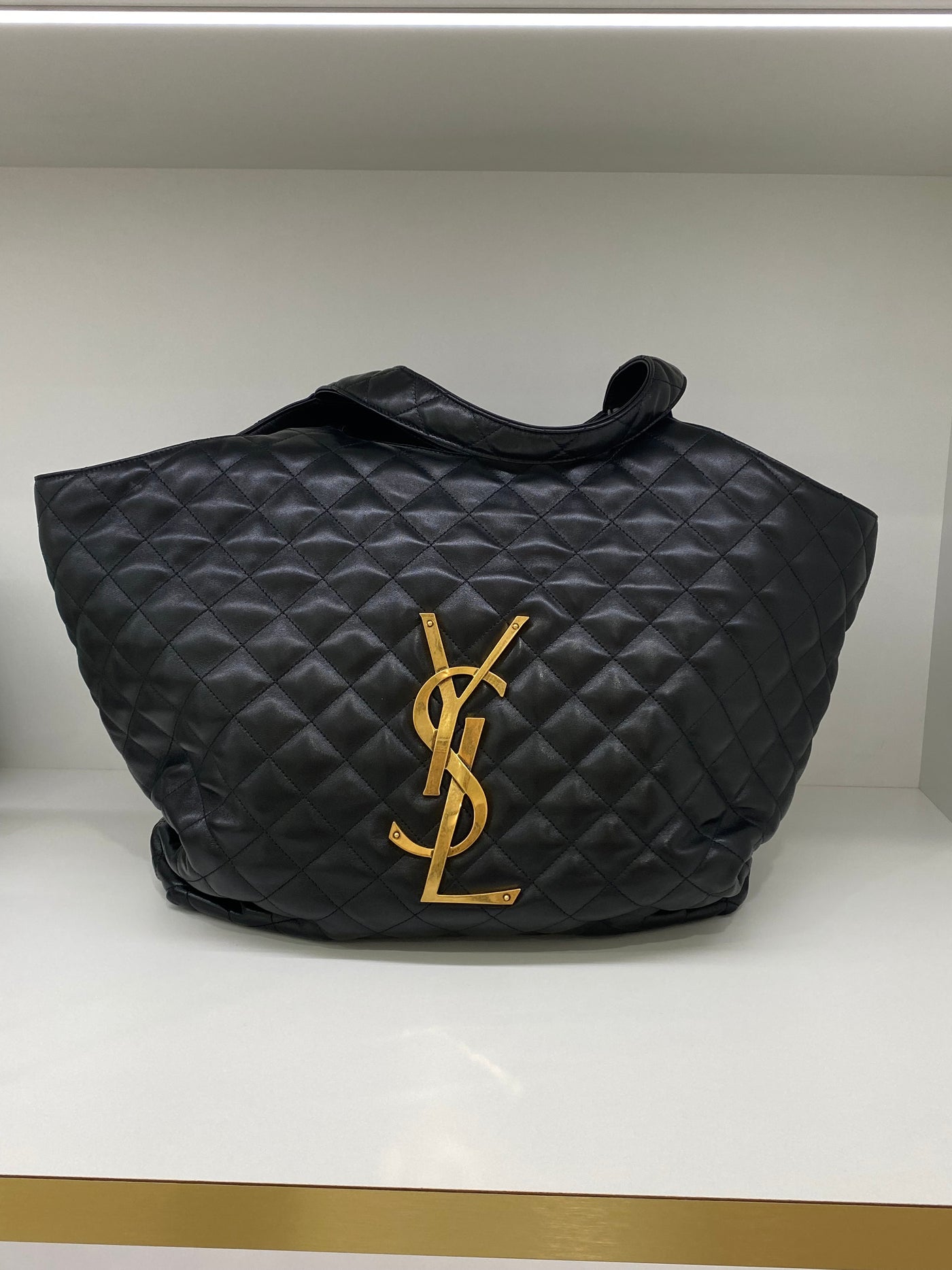 Saint Laurent Icare Black Leather Tote GHW