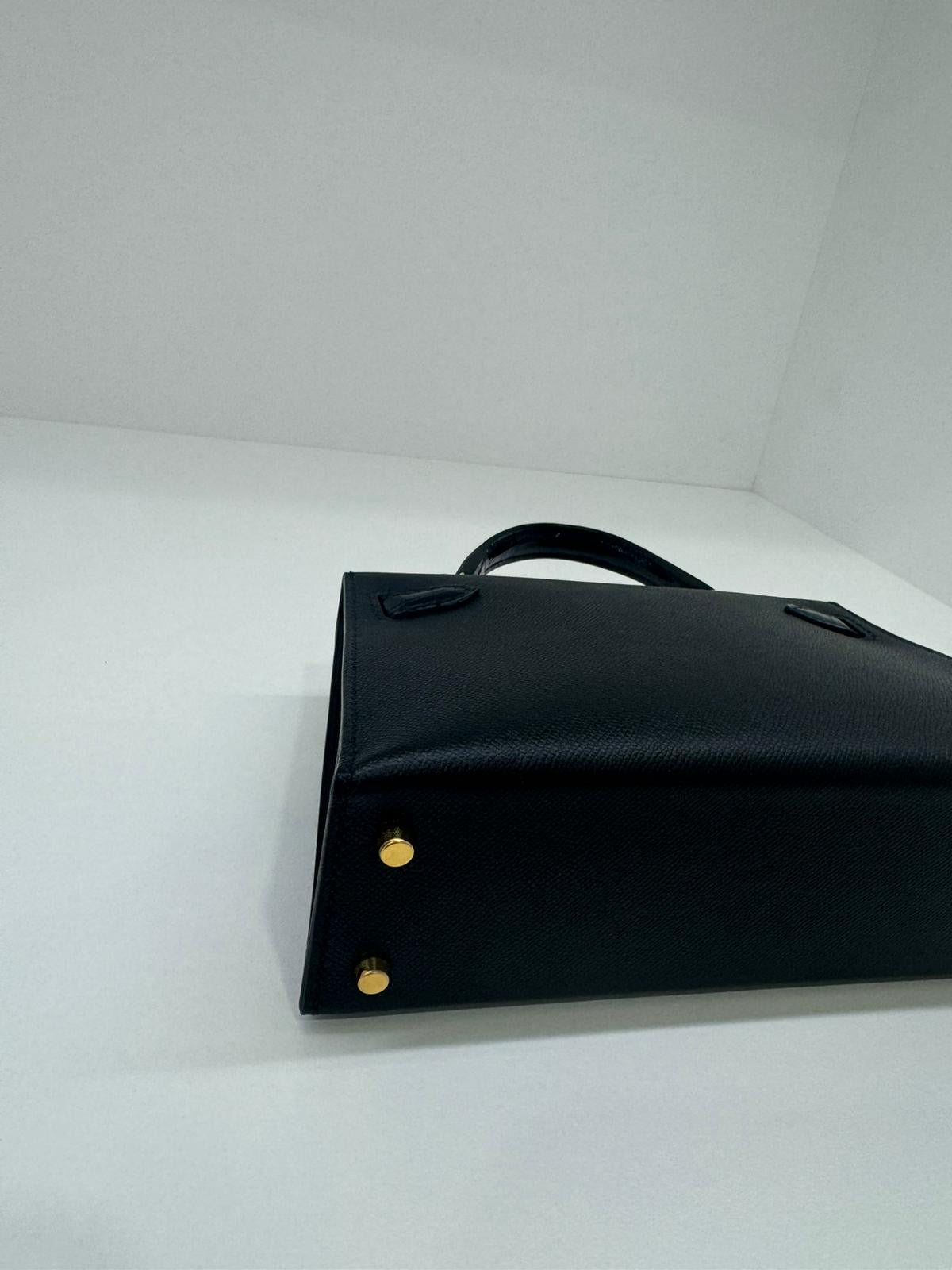 Hermes Mini Kelly 20 Black Touch with Alligator GHW