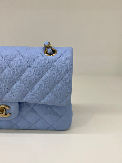 Chanel Small Classic Flap Blue CGHW