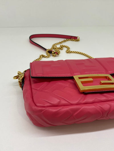 Fendi Baguette Leather Monogram Pink GHW