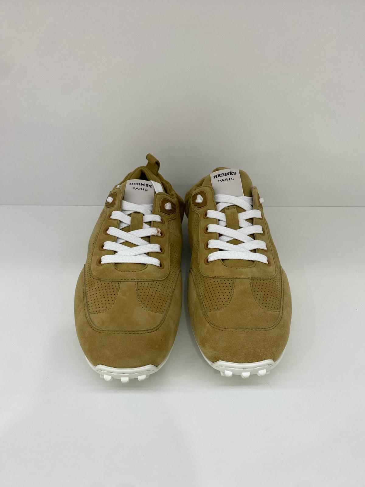 Hermes Suede Beige Sneakers Size 39