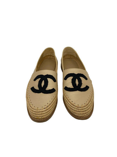 Chanel Nude Espadrilles Raffia Detail Size 39