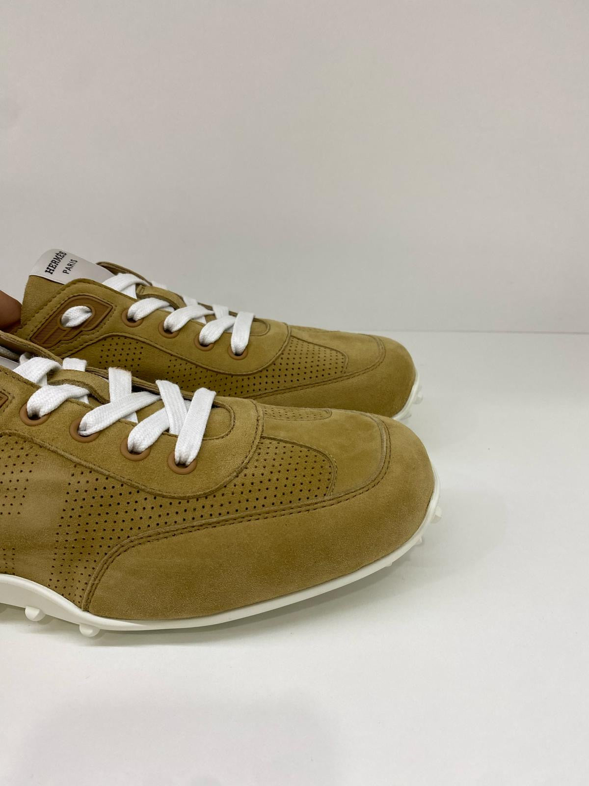 Hermes Suede Beige Sneakers Size 39