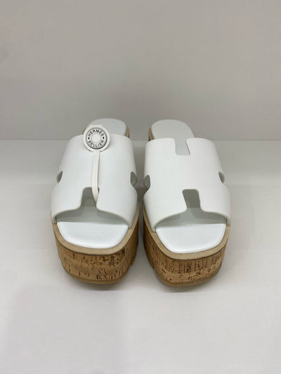 Hermes Eze 30 Heel Wedge White Size 37