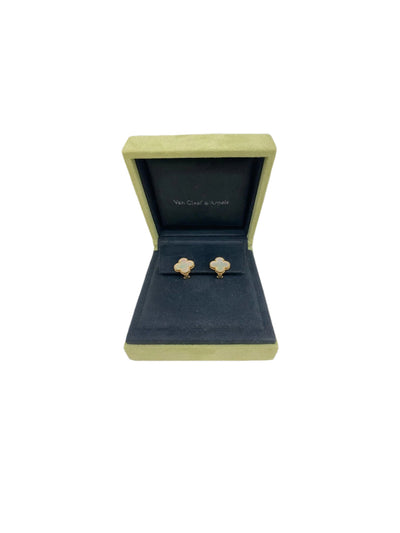 Van Cleef Arpels Vintage Alhambra Earrings MOP Yellow Gold