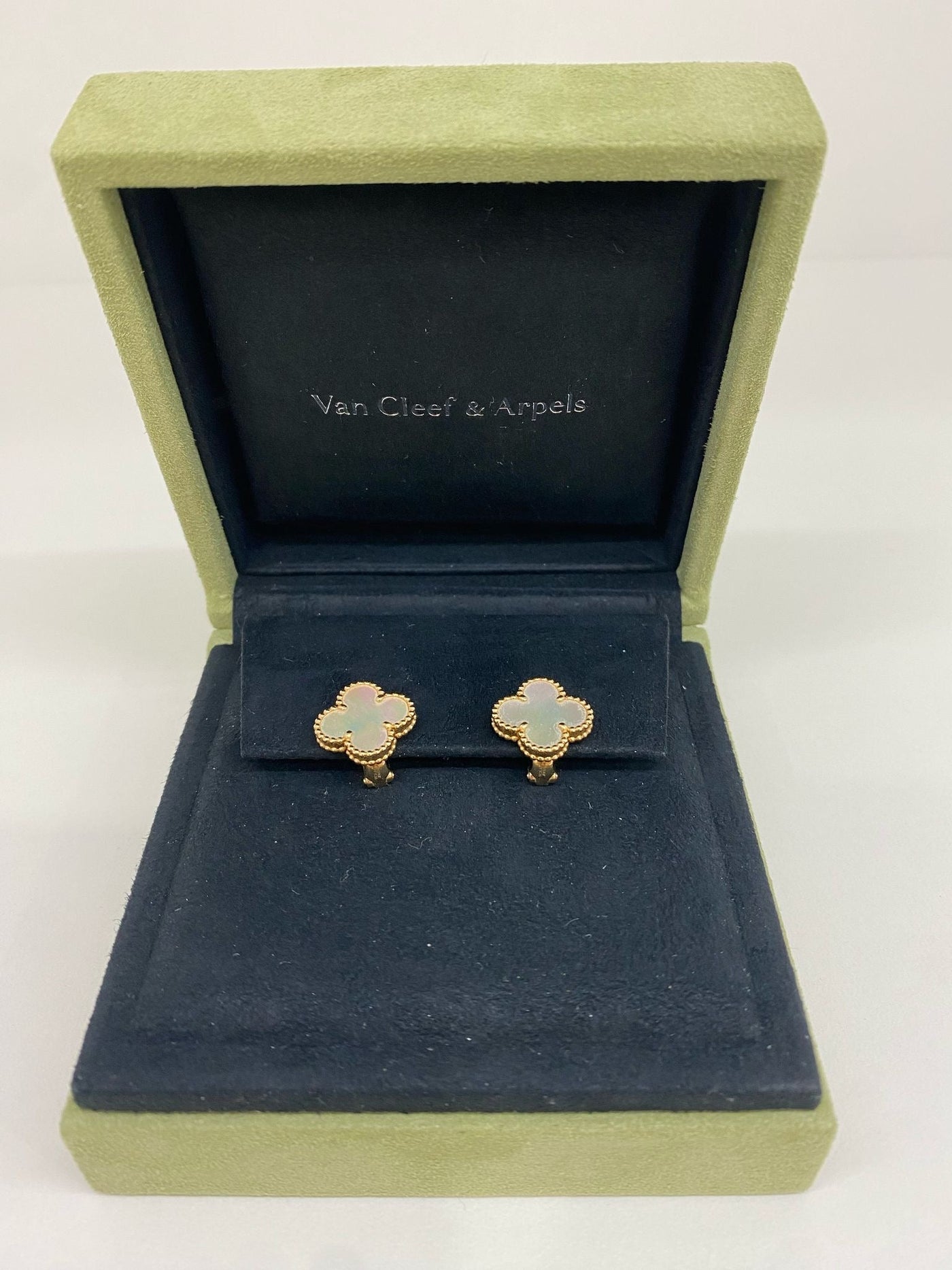 Van Cleef Arpels Vintage Alhambra Earrings MOP Yellow Gold