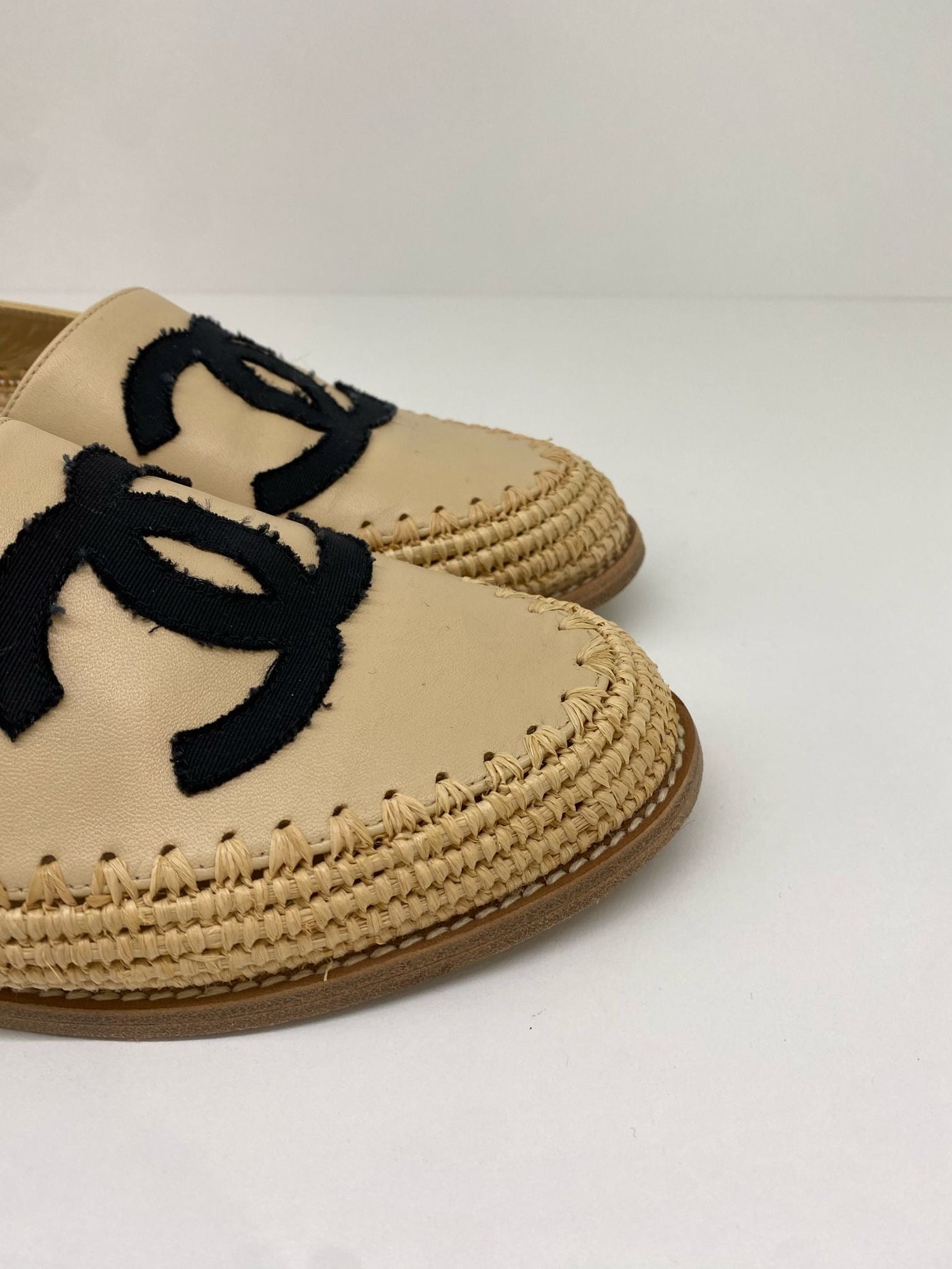 Chanel Nude Espadrilles Raffia Detail Size 39