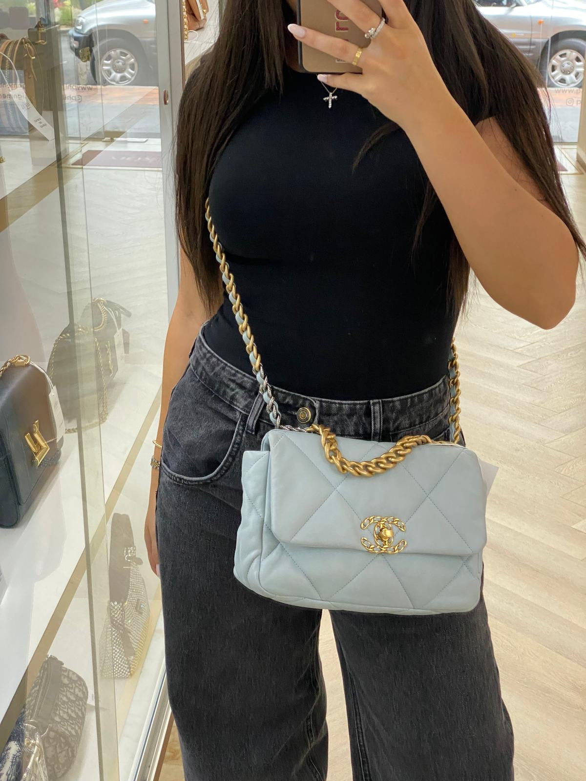 Chanel 19 Small Baby Blue Bag