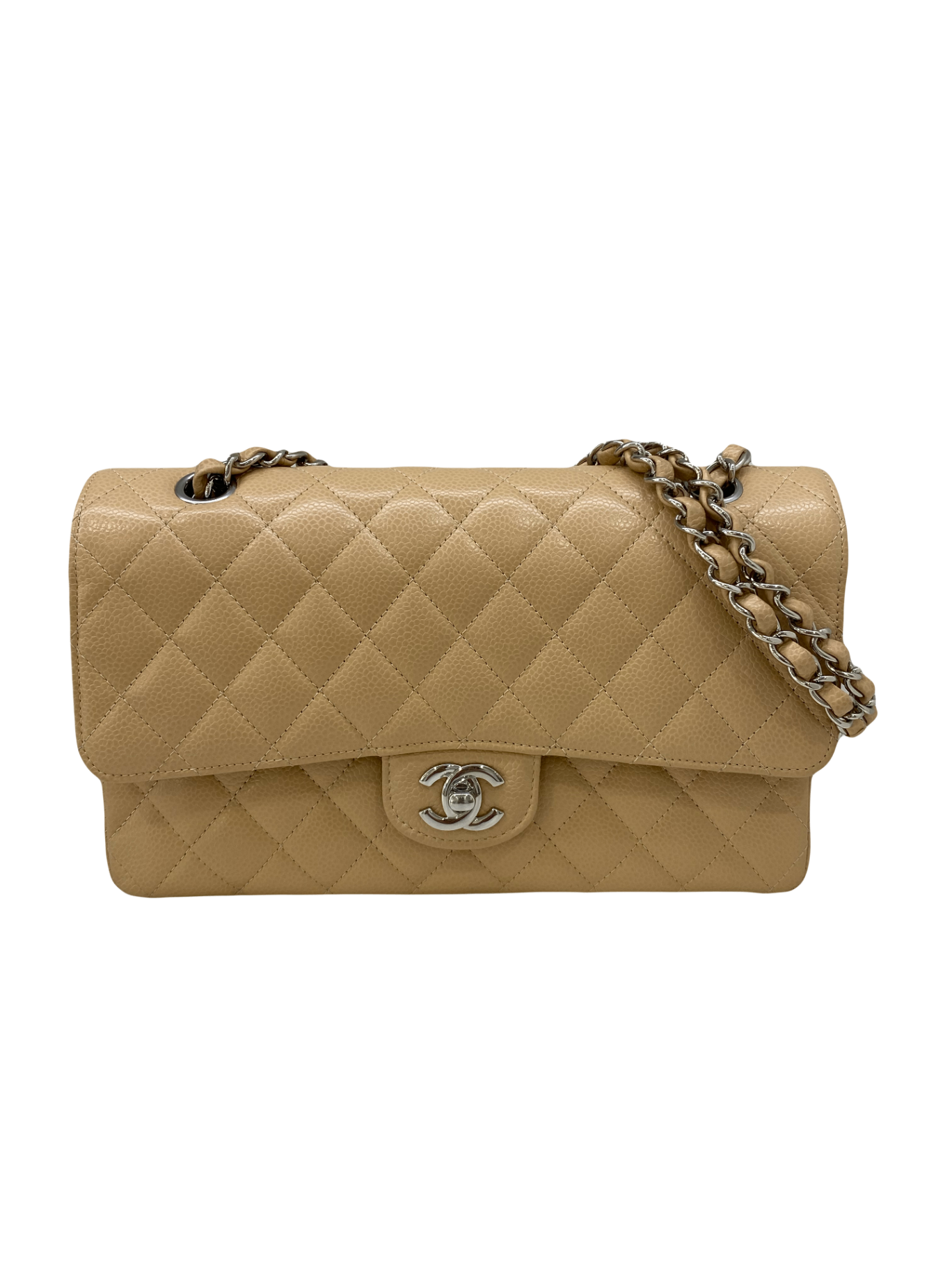 Chanel Classic Flap Medium Beige SHW