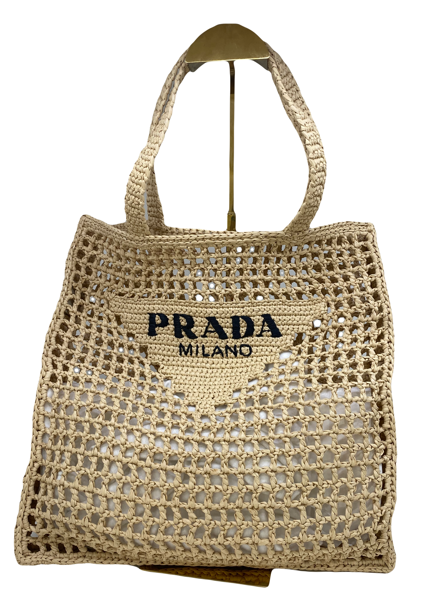 Prada Raffia Tote Bag Natural