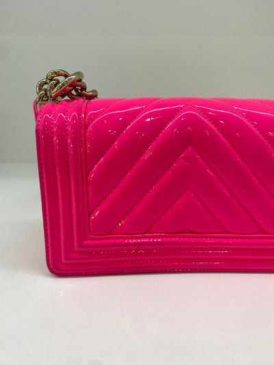 Chanel Boy Bag Small Chevron - Pink SHW