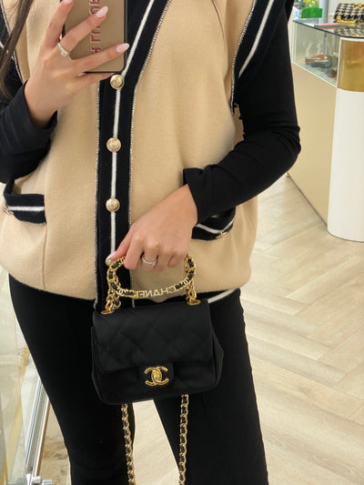 Chanel Classic Flap Square Mini Black Satin GHW