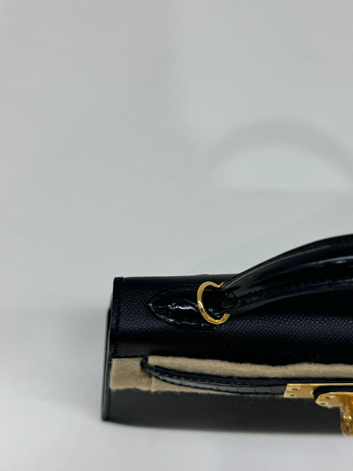 Hermes Mini Kelly 20 Black Touch with Alligator GHW