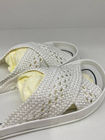 Fendi Woven White Slides Size 36