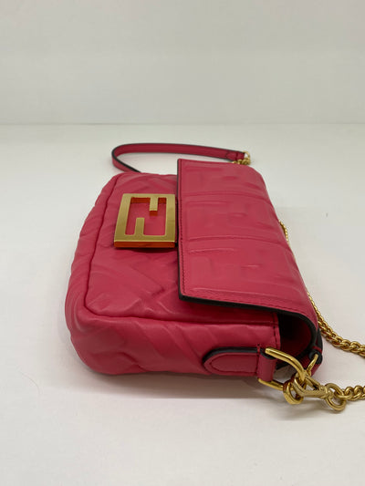 Fendi Baguette Leather Monogram Pink GHW