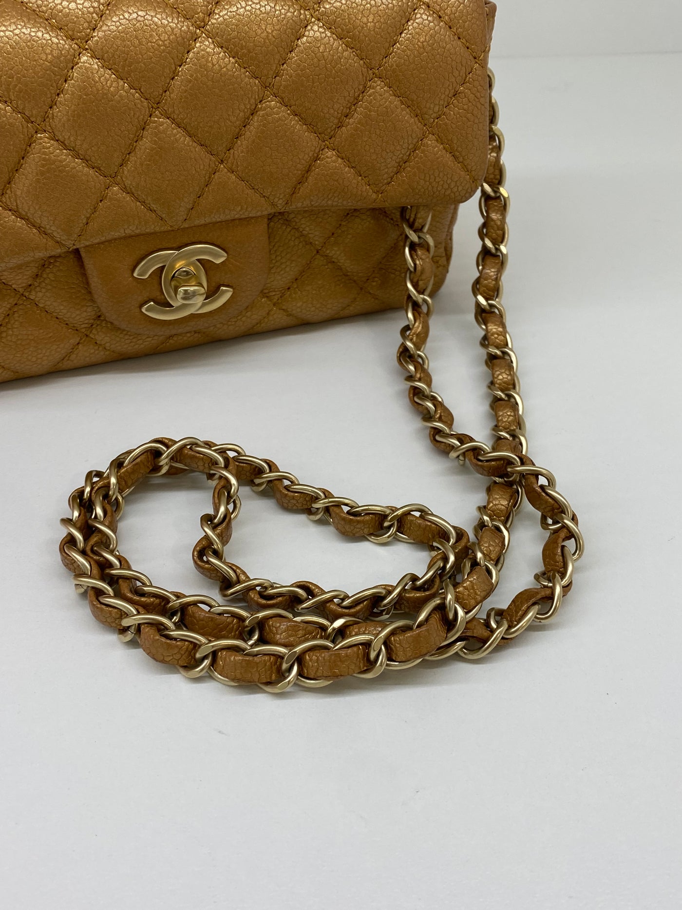 Chanel Classic Flap Mini Gold Metallic Caviar GHW