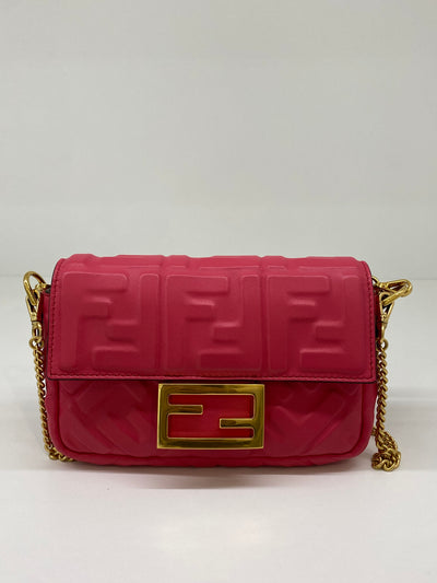 Fendi Baguette Leather Monogram Pink GHW