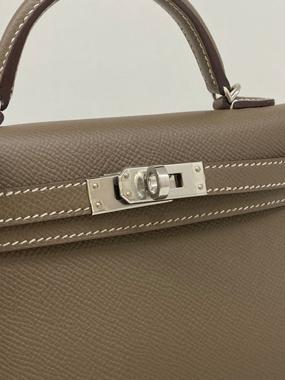 Hermes Mini Kelly Etoupe PHW