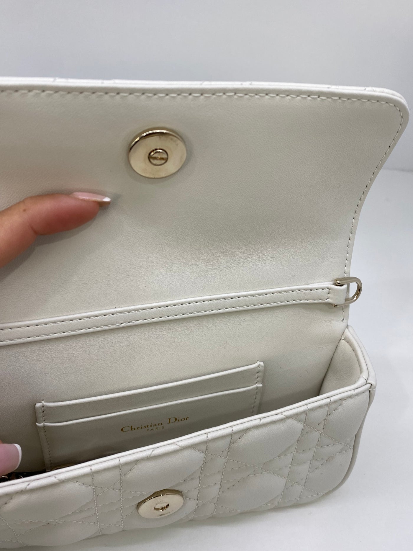 Dior Mini Bag White with Chain