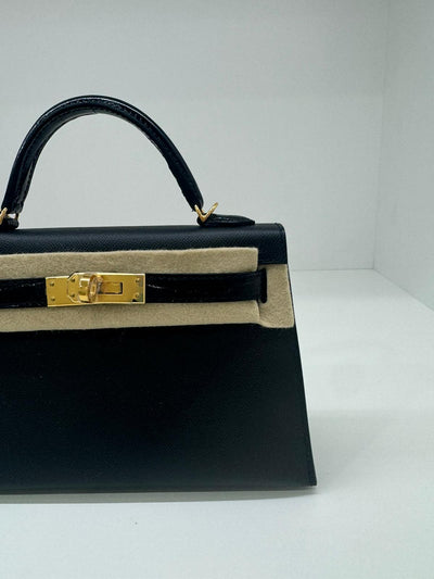 Hermes Mini Kelly 20 Black Touch with Alligator GHW