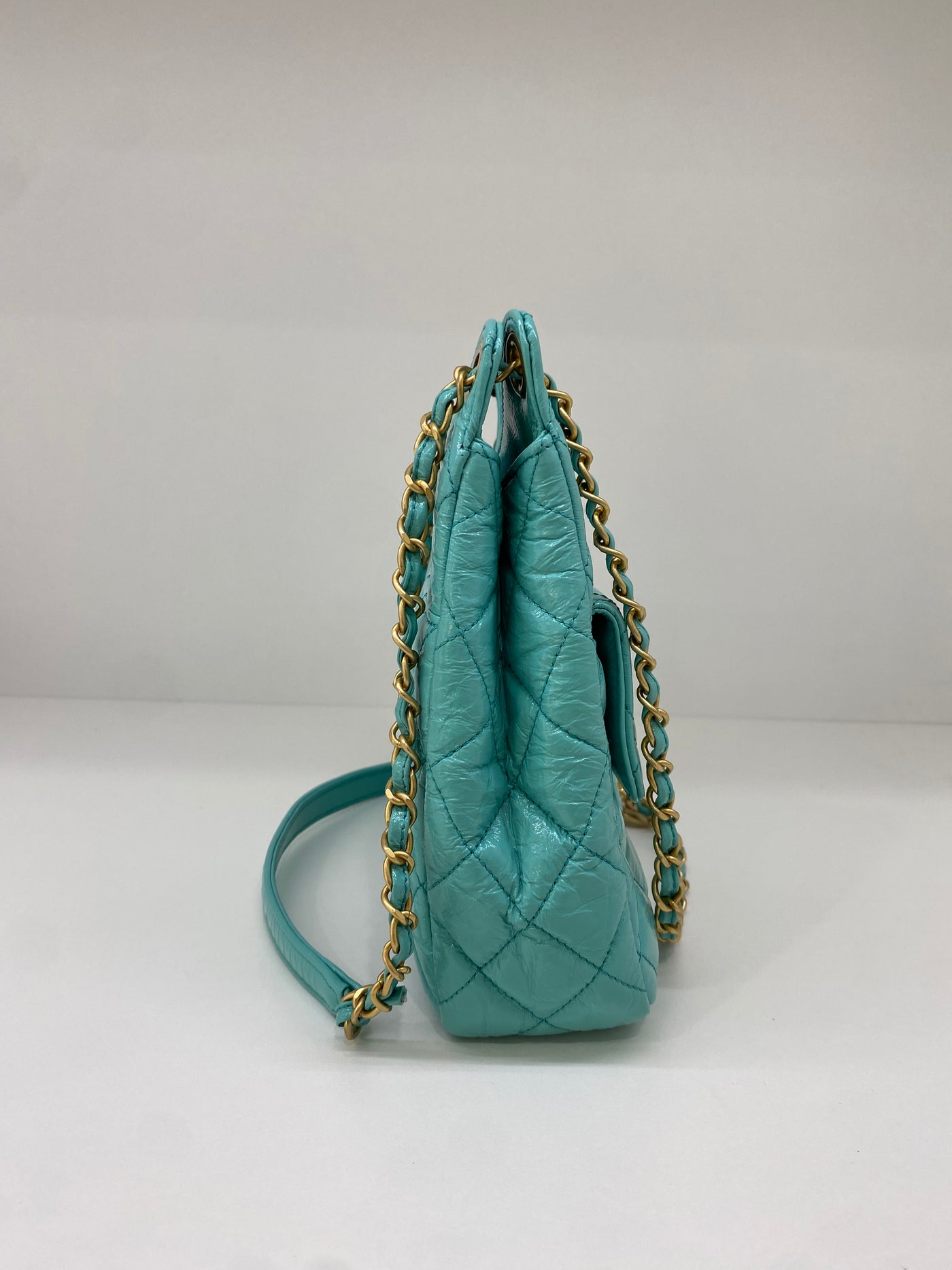 Chanel Hobo Chain Shoulder Bag Blue GHW